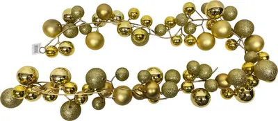 Kunststof guirlande kerstbal 6x180cm goud