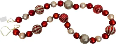 Kunststof guirlande kerstbal 6x180cm rood, parel