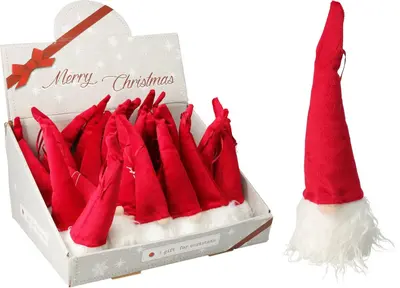Kunststof kerst ornament gnoom 20cm rood, wit