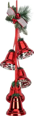 Kunststof kerst ornament kerstbellen 21cm rood