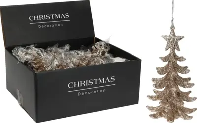 Kunststof kerst ornament kerstboom 13cm goud
