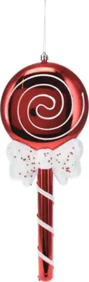 Kunststof kerst ornament lolly 33cm rood