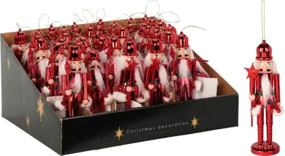 Kunststof kerst ornament notenkraker 17cm rood