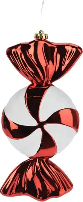 Kunststof kerst ornament snoepje 30cm rood, wit