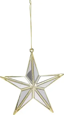 Kunststof kerst ornament ster spiegel 12cm goud