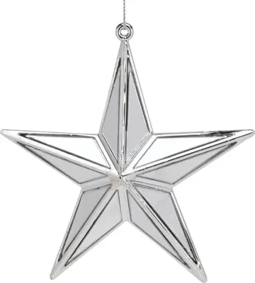 Kunststof kerst ornament ster spiegel 12cm zilver