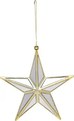 Kunststof kerst ornament ster spiegel 14cm goud