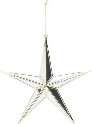Kunststof kerst ornament ster spiegel 28cm goud