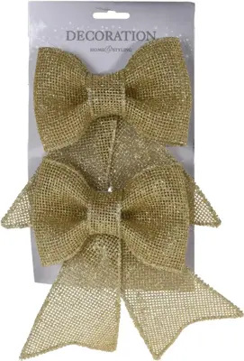 Kunststof kerst ornament strik 18cm goud 2 stuks