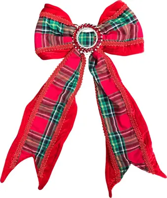 Kunststof kerst ornament strik 43cm bordeauxrood