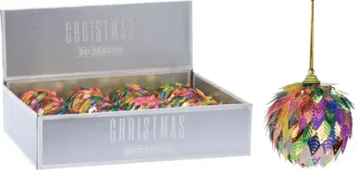 Kunststof kerstbal blad 6cm multi