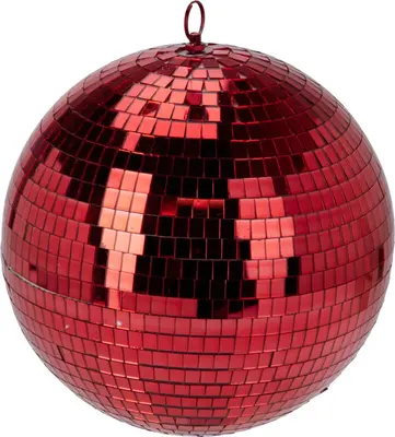 Kunststof kerstbal discobal 25cm rood