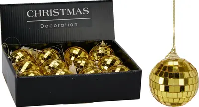Kunststof kerstbal discobal 6cm goud