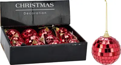 Kunststof kerstbal discobal 6cm rood