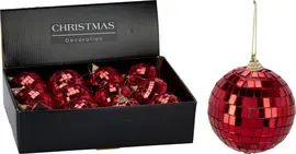 Kunststof kerstbal discobal 8cm rood kopen?