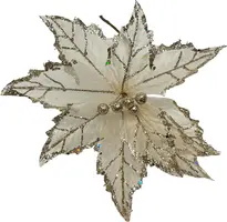 Kunsttak poinsettia 30cm parel - afbeelding 1