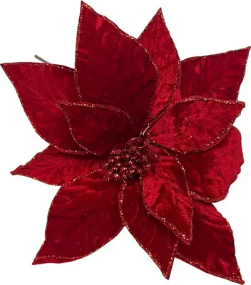 Kunsttak poinsettia 30cm rood - afbeelding 1