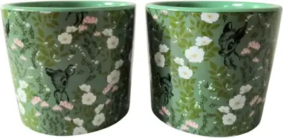 Kurt S. Adler bloempot disney bambi keramiek 8.5x7.5cm groen