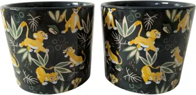 Kurt S. Adler bloempot disney lion king keramiek 8.5x7.5cm zwart