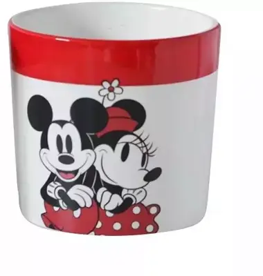 Kurt S. Adler bloempot disney mickey & minnie keramiek 12x11cm rood, wit