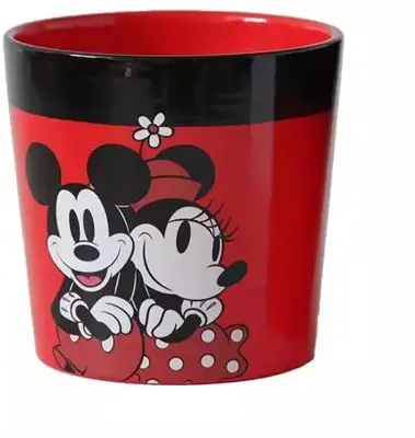 Kurt S. Adler bloempot disney mickey & minnie keramiek 14.5x14cm rood