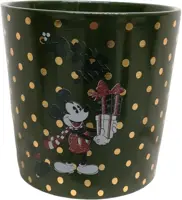 Kurt S. Adler bloempot disney mickey & minnie kerst keramiek 14.5x14cm groen - afbeelding 3