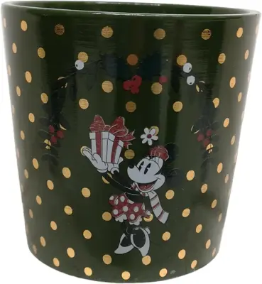 Kurt S. Adler bloempot disney mickey & minnie kerst keramiek 14.5x14cm groen - afbeelding 2
