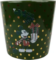 Kurt S. Adler bloempot disney mickey & minnie kerst keramiek 14.5x14cm groen - afbeelding 1