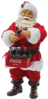 Kurt S. Adler Coca-Cola kerstbeeld kerstman met sixpack 25cm rood, wit - afbeelding 1