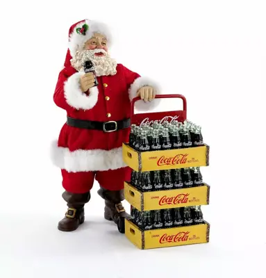 Kurt S. Adler coca-cola kerstbeeld kerstman met steekwagen 27cm rood, wit - afbeelding 1