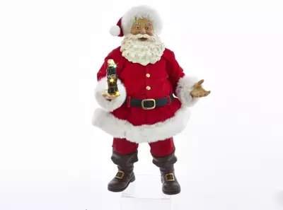 Kurt S. Adler Coca-Cola kerstman flesje led 26cm rood, wit - afbeelding 1
