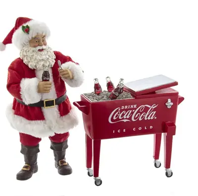 Kurt S. Adler Coca-Cola kerstman met koeltafel 26cm rood, wit - afbeelding 1