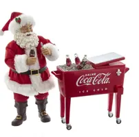 Kurt S. Adler Coca-Cola kerstman met koeltafel 26cm rood, wit - afbeelding 1