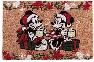 Kurt S. Adler deurmat Disney Mickey Mouse & Minnie Mouse bruin 
