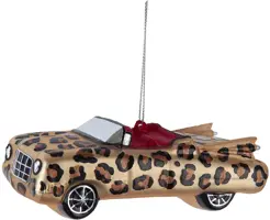 Kurt S. Adler glazen kerstbal auto panterprint 8cm bruin - afbeelding 1