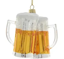 Kurt S. Adler glazen kerstbal bierglazen 14cm transparant - afbeelding 1