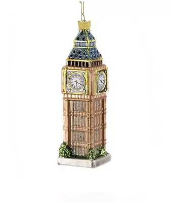 Kurt S. Adler glazen kerstbal big ben 14cm goud - afbeelding 1