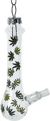 Kurt S. Adler glazen kerstbal bong 12cm transparant, groen - afbeelding 1
