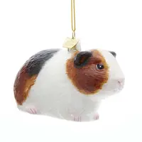 Kurt S. Adler glazen kerstbal cavia 10cm bruin, wit - afbeelding 1