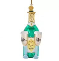 Kurt S. Adler glazen kerstbal champagne bruiloft 12cm multi - afbeelding 1