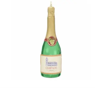 Kurt S. Adler glazen kerstbal champagnefles 15cm multi - afbeelding 1