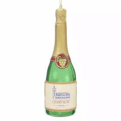 Kurt S. Adler glazen kerstbal champagnefles 15cm multi  - afbeelding 1