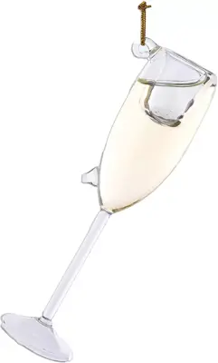 Kurt S. Adler glazen kerstbal champagneglas 10cm transparant - afbeelding 1