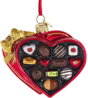 Kurt S. Adler glazen kerstbal chocoladebox hart 7.5cm multi - afbeelding 1