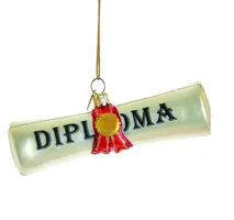 Kurt S. Adler glazen kerstbal diploma 11cm wit - afbeelding 1