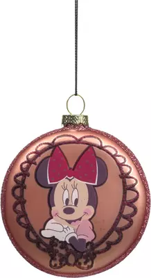 Kurt S. Adler glazen kerstbal disney minnie mouse disk 9cm roze  - afbeelding 1