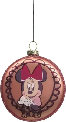 Kurt S. Adler glazen kerstbal Disney Minnie Mouse disk 9cm roze - afbeelding 1