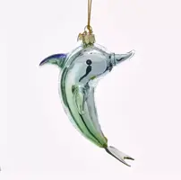 Kurt S. Adler glazen kerstbal dolfijn 10cm zilver - afbeelding 1