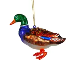 Kurt S. Adler glazen kerstbal eend 12cm multi - afbeelding 1