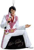 Kurt S. Adler glazen kerstbal Elvis Presley 12cm wit - afbeelding 1